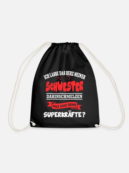 Schwester Was sind deine Superkräfte Baby Sprüche - Turnbeutel - Schwarz
