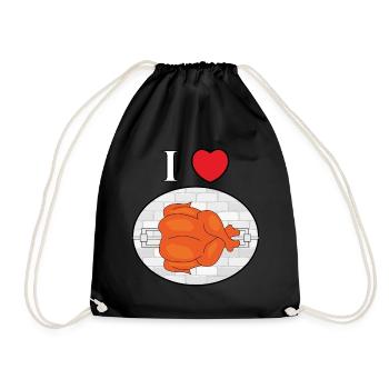 I love roast chicken broiler funny gift - Drawstring Bag - black - Front