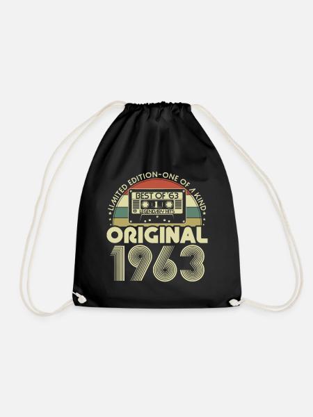 Original 1963 Jahrgang Vintage Geburtstag Retro - Turnbeutel - Schwarz