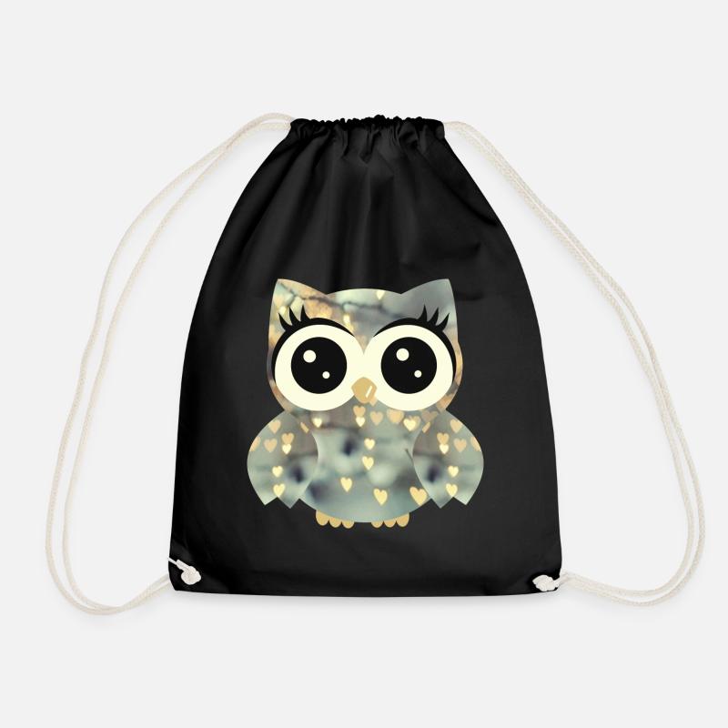 Owl Glory - Drawstring Bag - black