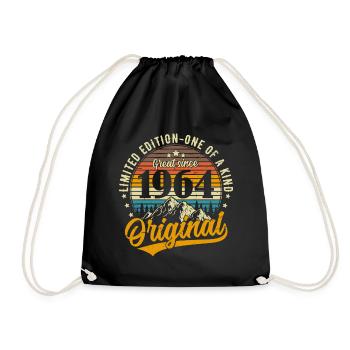 1964 Jahrgang Vintage Retro Geburtstag Geschenk - Turnbeutel - Schwarz - Vorne