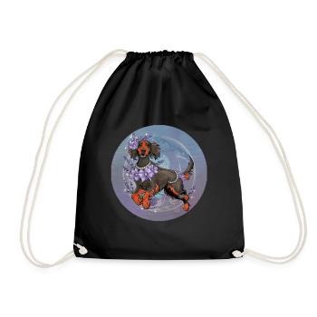 Chien Setter Irlandais mignon avec des fleurs - Sac de sport léger - noir - Devant