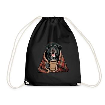 Münsterland dog with blanket and coffee mug - Drawstring Bag - black - Front