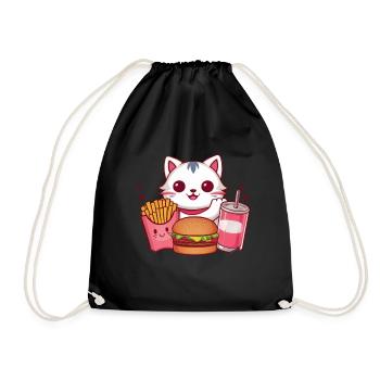 Le chat kawaii adore la restauration rapide - Sac de sport léger - noir - Devant