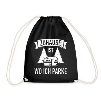 Wohnwagen - Turnbeutel - Schwarz - Vorne