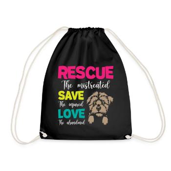 Rescue Save Love Dogs - Turnbeutel - Schwarz - Vorne