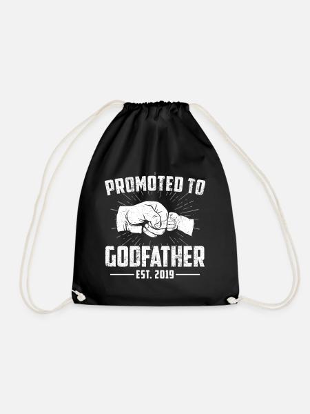 Promoted To Godfather Est. 2019 - Godfather godfather - Drawstring Bag - black