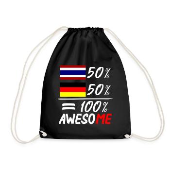 50% Thai 50% Deutsch - Turnbeutel - Schwarz - Vorne