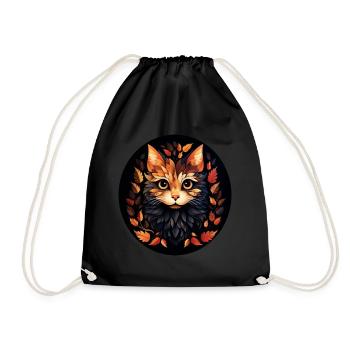 Chat mignon des feuilles d’automne feuilles - Sac de sport léger - noir - Devant
