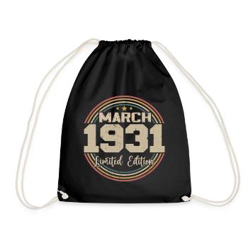 Awesome seit März 1931 Geburtstag 1931 Geschenk - Turnbeutel - Schwarz - Vorne