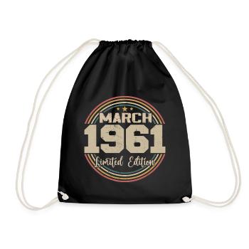 Awesome Since March 1961 Birthday 1961 Gift - Drawstring Bag - black - Front
