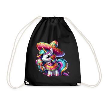 Cinco de Mayo Dessin animé de licorne mignon avec des verts - Sac de sport léger - noir - Devant