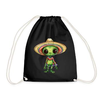 Cinco de Mayo Alien Außerirdischer Feier Design - Turnbeutel - Schwarz - Vorne