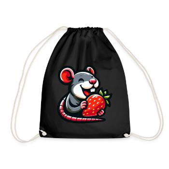 Sweet Mouse with Rat and Strawberry Fruit Fruity - Drawstring Bag - black - Front