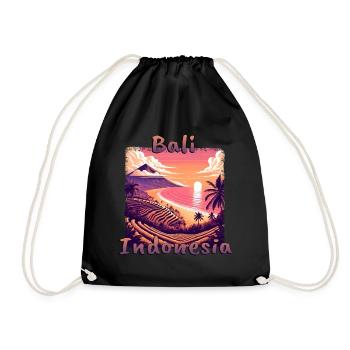 Bali Indonesia Sunset Beach Orange - Drawstring Bag - black - Front
