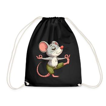 Maus Yoga Meditation Meditieren Balancieren - Turnbeutel - Schwarz - Vorne