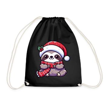 Süßes Faultier Chibi Weihnachten Mops Cartoon - Turnbeutel - Schwarz - Vorne