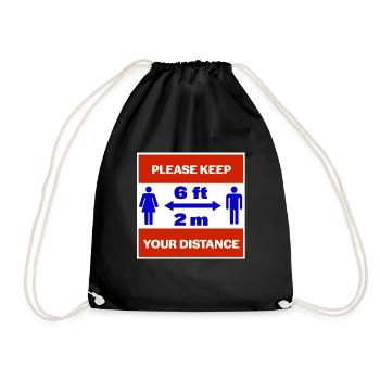 Please keep your distance - Drawstring Bag - black - Front