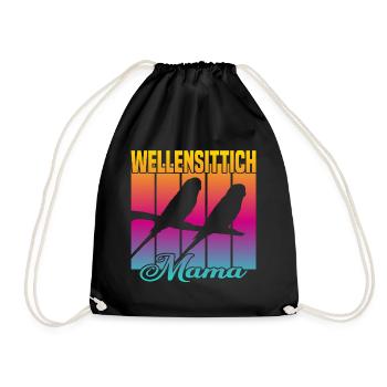 Wellensittich Mama - Turnbeutel - Schwarz - Vorne