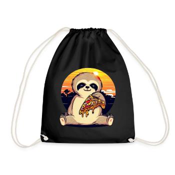Pizza sloth in the sunset - Drawstring Bag - black - Front