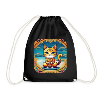 Chat mignon en position de yoga de Bouddha - Sac de sport léger - noir - Devant