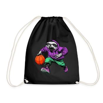 Sloth Basketball Player - Drawstring Bag - black - Front