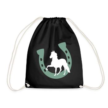 Baby Kind Pferd Hufeisen Einhorn Pony - Turnbeutel - Schwarz - Vorne