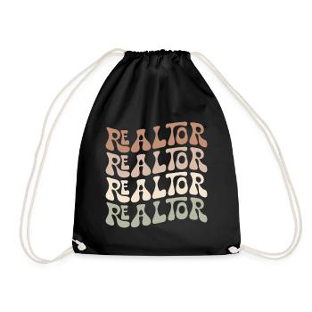 Retro Realtor Immobilienmakler Makler - Turnbeutel - Schwarz - Vorne