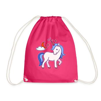 Einhorn - Mond - Sterne - Turnbeutel - Fuchsia - Vorne