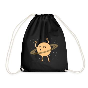 Saturn Rings Planet funny gift - Drawstring Bag - black - Front