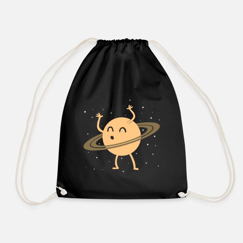 Saturn Ringe Planet lustig Geschenk - Turnbeutel - Schwarz