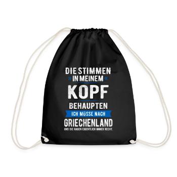 STIMMEN IM KOPF - GRIECHENLAND - SPRUCH - T-SHIRT - Turnbeutel - Schwarz - Vorne