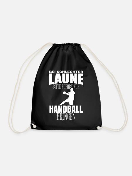 Handballer funny sayings - Drawstring Bag - black