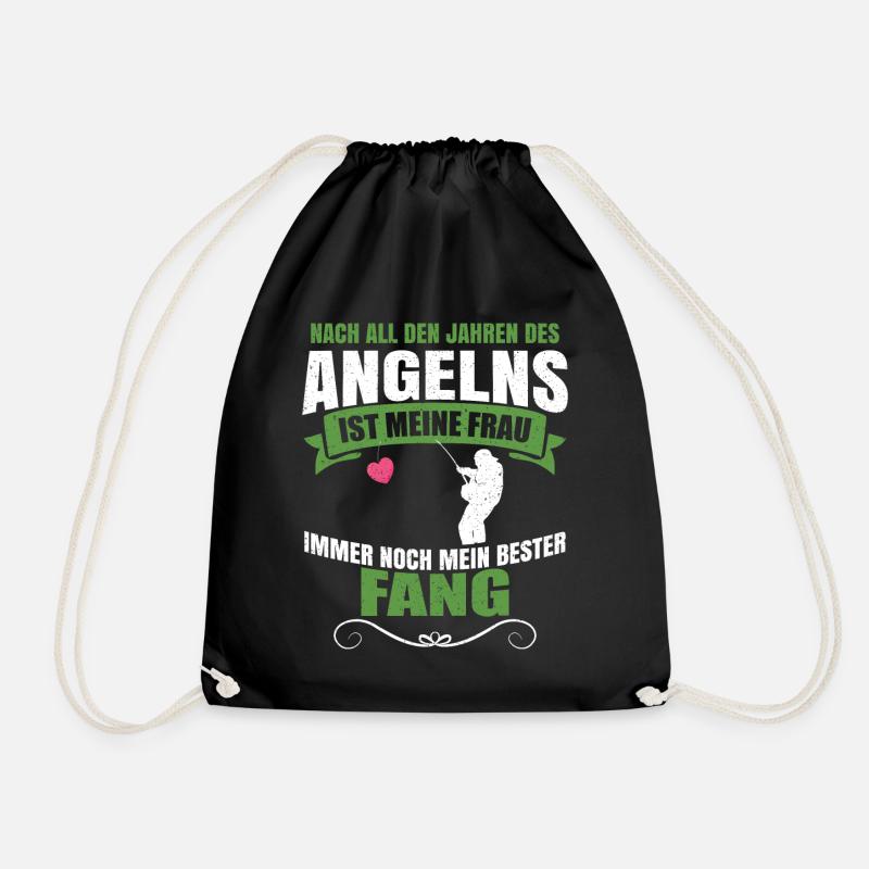 Angler Ehefrau Mann Geschenk Spruch Fisch - Turnbeutel - Schwarz
