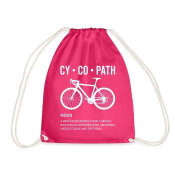 Cycopath Fahrrad lustig Definitoion - Turnbeutel - Fuchsia - Vorne