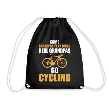 Grandpa bike funny pension - Drawstring Bag - black - Front