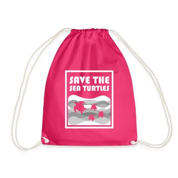Marine protection marine animals turtles - Drawstring Bag - fuchsia - Front