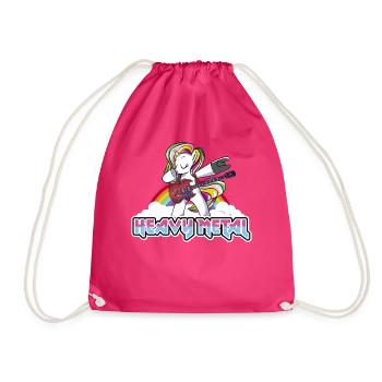 death metal unicorn 3 - Drawstring Bag - fuchsia - Front