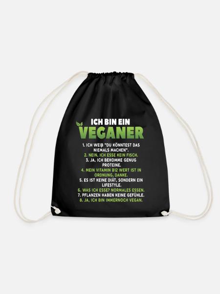 Vegan funny vegans - Drawstring Bag - black