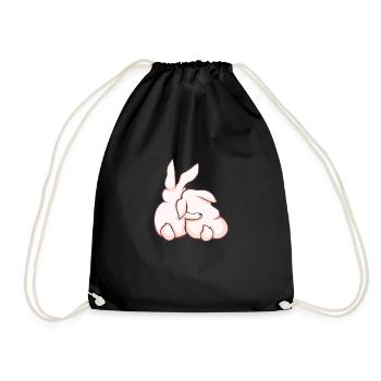 Rabbit Cuddle Love - Drawstring Bag - black - Front