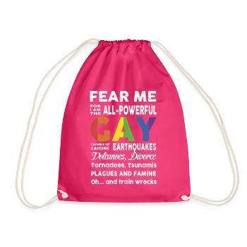 Fear Me I Am Gay lgbt flag gift lgbt t-shirt - Drawstring Bag - fuchsia - Front