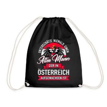 UNTERSCHÄTZE NIE - ALTEN ÖSTERREICHER - GESCHENK - Turnbeutel - Schwarz - Vorne