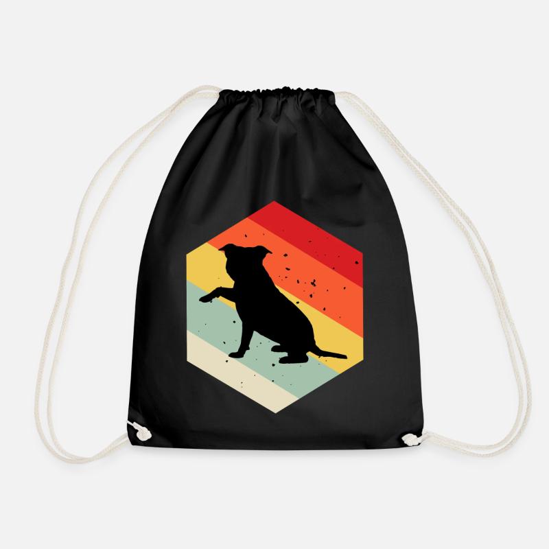 Red Staffordshire Bull Terrier design For Dog - Drawstring Bag - black