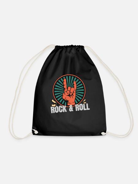 Rock and roll t-shirt - Drawstring Bag - black