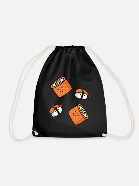 Sushi Bad Funny Design for Japan Fans - Drawstring Bag - black