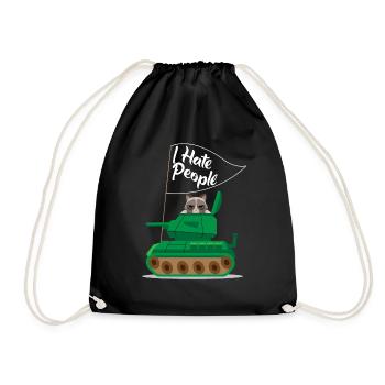I Hate People Cat Tanks Funny I Hate People - Drawstring Bag - black - Front