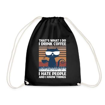 Je bois du café, je déteste les gens et je sais des choses - Sac de sport léger - noir - Devant