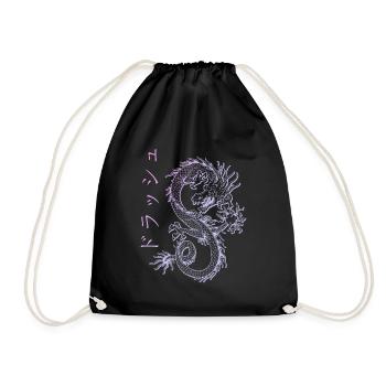 Japanese pastel vaporwave streetwear dragon - Drawstring Bag - black - Front