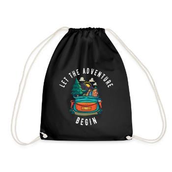 Let the adventure begin adventurer backpacker - Drawstring Bag - black - Front