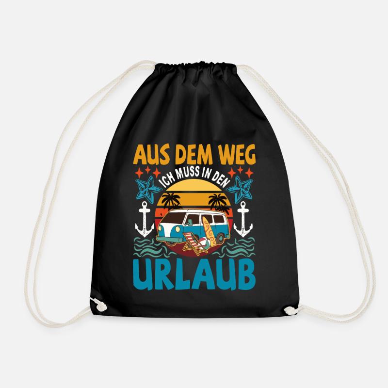 Aus dem Weg ich muss in den Urlaub Strandurlaub - Turnbeutel - Schwarz